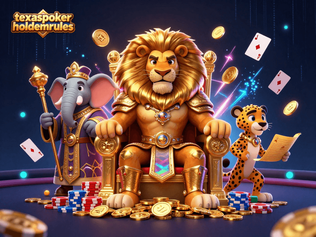 Play poker with strategies and rules outlined by texaspokerholdemrules in this vibrant and dynamic illustration.