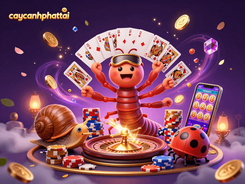 Engage with caycanhphattai as a 3D millipede dealer showcases vibrant casino action with sparkling gems.