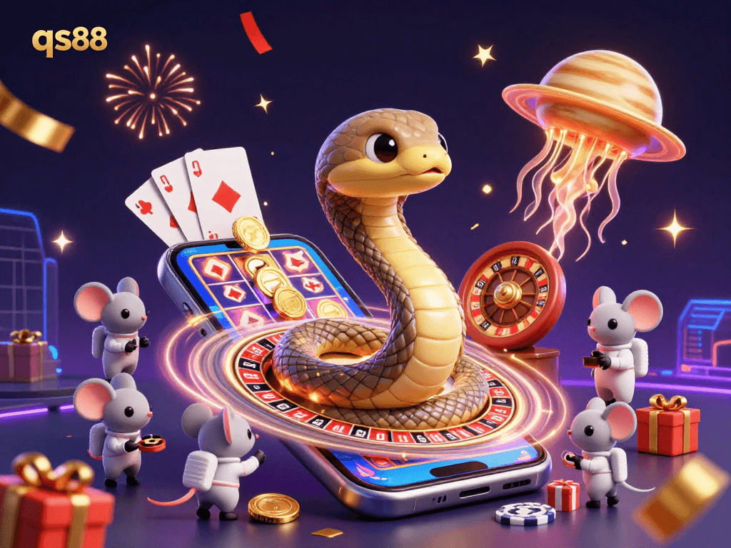Place exciting bets on the qs88 roulette wheel with playful characters and vibrant casino elements.