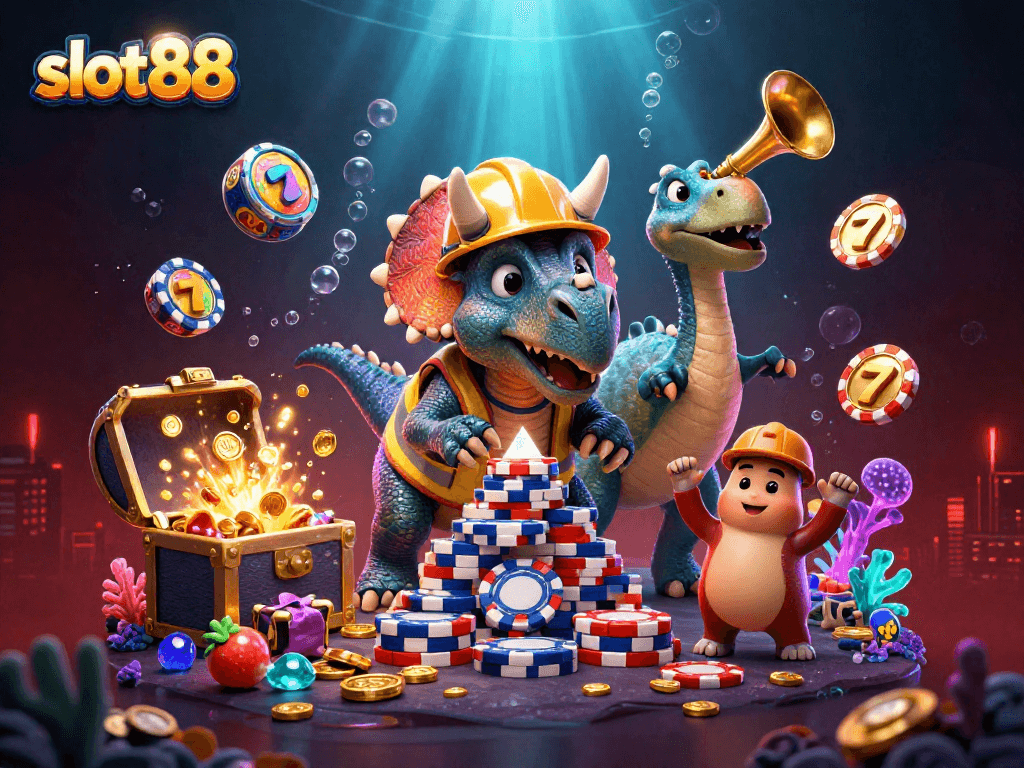 Menangkan jackpot dengan slot88 yang seru dan mengasyikkan dalam ilustrasi permainan kasino.