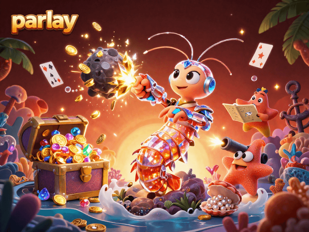 Exciting parlay action featuring vibrant 3D characters in an energetic casino-themed illustration.