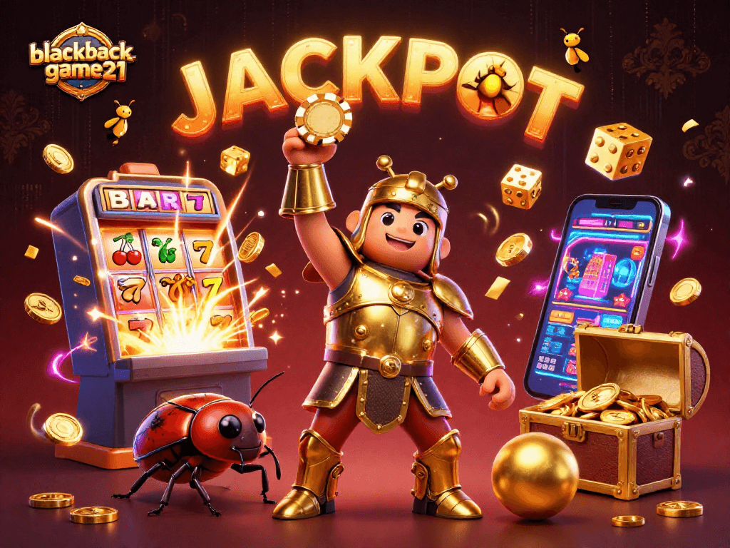Experience high-stakes action at blackjack-game21 with vibrant casino scenes and joyful characters.