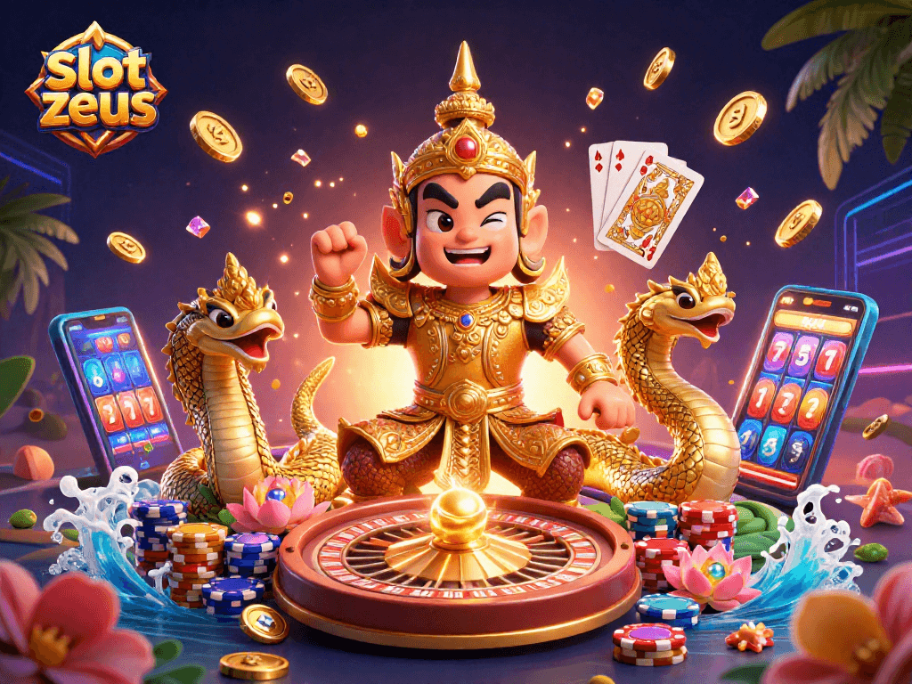 Menggoda peluang dengan slot zeus yang mempesona, dikelilingi oleh simbol keberuntungan dan koin berkilauan.