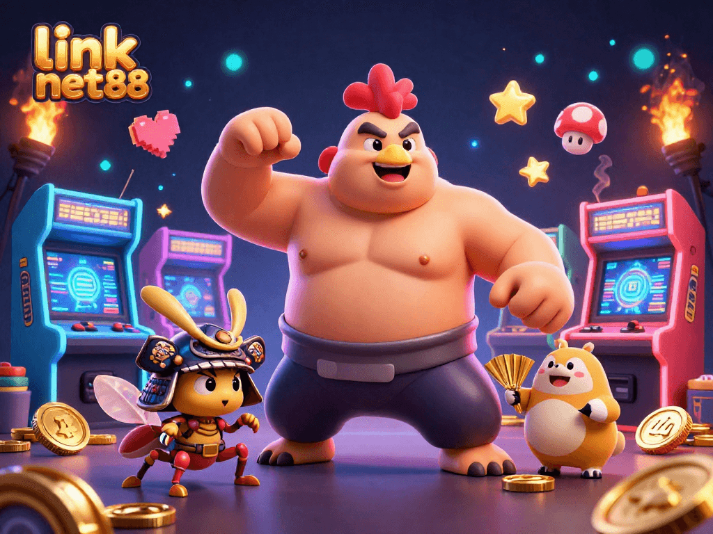 Experience the excitement of link net88 as the rooster sums up victory in a dynamic casino scene.