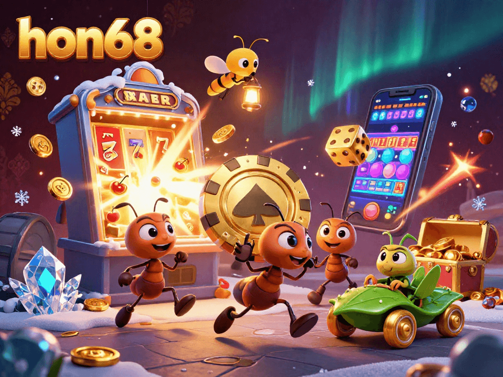 Experience thrilling heist adventures at hon68 with ants, poker chips, and slot machines.