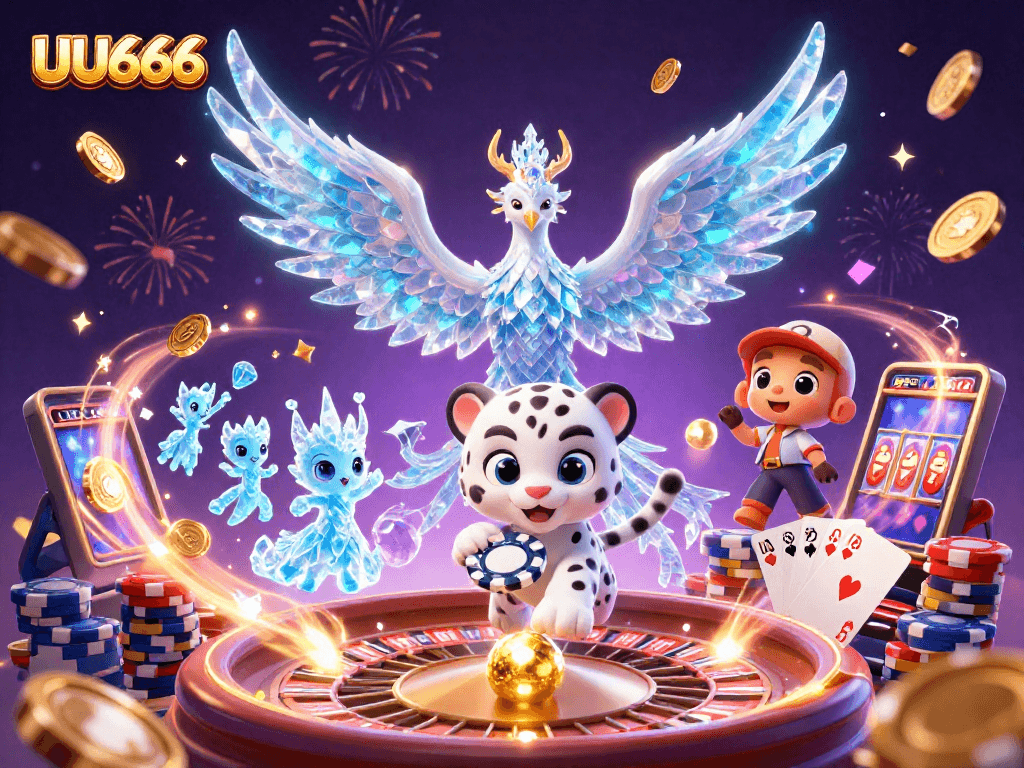 Win big at UU666 with a vibrant 3D casino scene featuring mystical characters and exciting game elements.