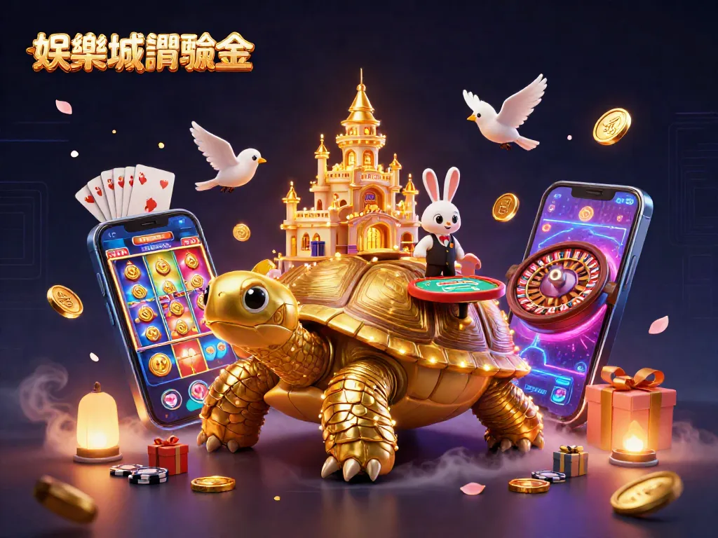 娛樂城體驗金的豐富場景，有金色烏龜和兔子荷官的出色組合。
