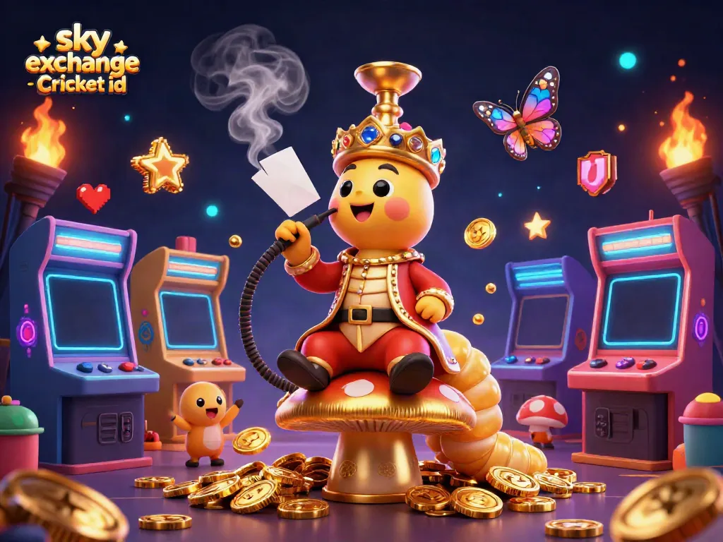 Win with your sky exchange Cricket id at a vibrant casino illustrated scene featuring colorful gaming elements.