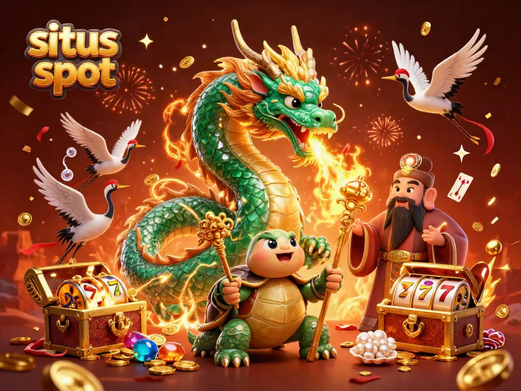 Menggenggam keberuntungan, situs slot berisi simbol keberuntungan, naga hijau, dan sage bijak