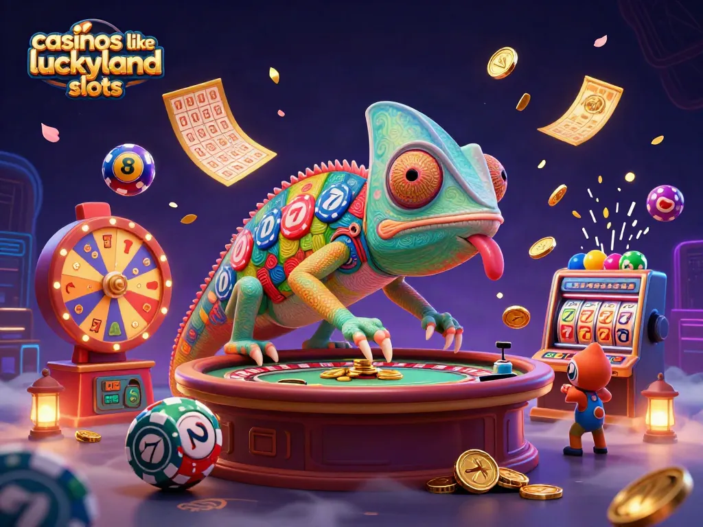 Casinos like LuckyLand Slots showcase exciting slot reels and promotional elements for players.