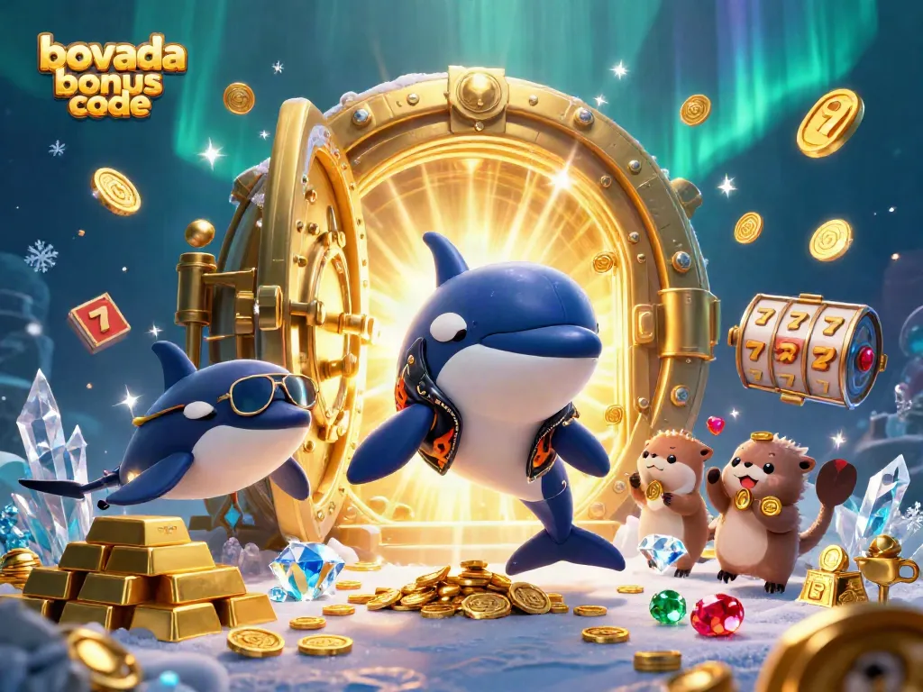 Experience the thrill of Bovada bonus code promotions with animated characters collecting treasures in a vibrant casino scene.