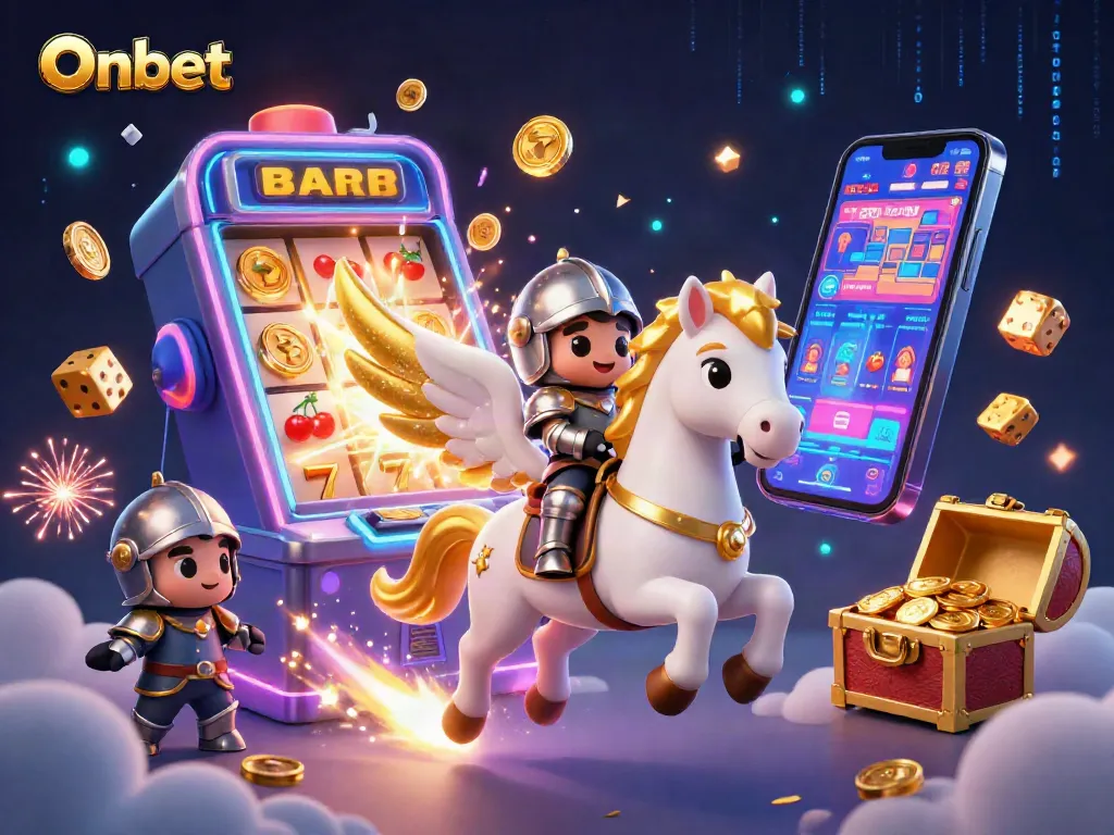 Experience thrilling gameplay with Onbet's vibrant casino scene featuring dynamic slots and dazzling rewards.