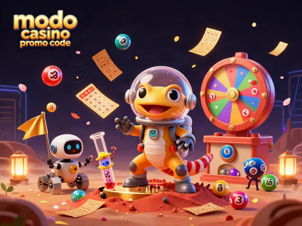 Win big with modo casino promo code in a vibrant 3D casino scene bursting with excitement.