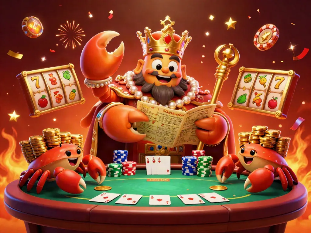 Engage with thrilling slot machines in a vibrant 3D illustration featuring golden characters and casino elements.