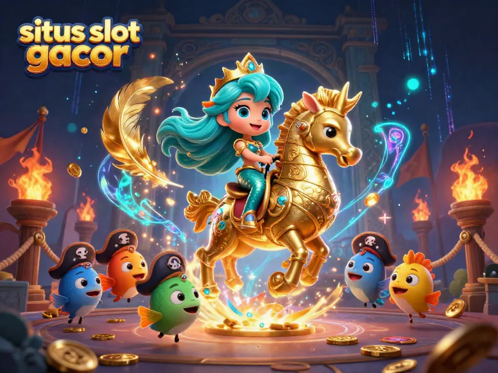 Engage with situs slot gacor at a vibrant, magical casino scene featuring a mermaid princess and treasure-filled gameplay.