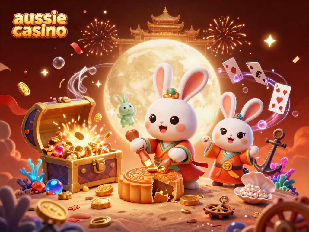 Experience dynamic gameplay and excitement at the aussie casino with poker chips and festive elements