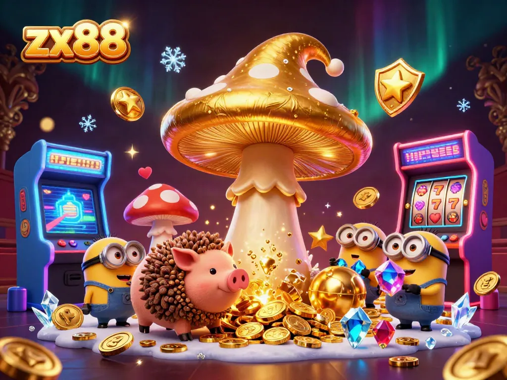 Win big with zx88 in a vibrant cartoon casino scene featuring magical characters and dynamic gaming elements.