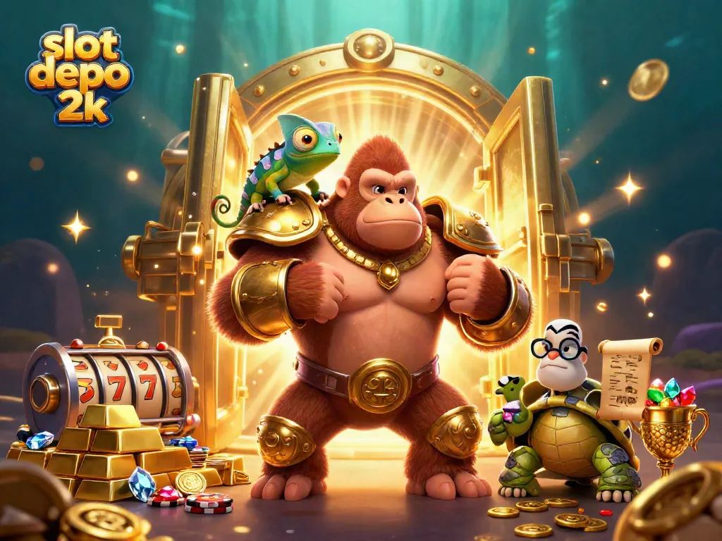 Experience the thrill of the slot depo 2k with a powerful gorilla king and treasures bursting forth.