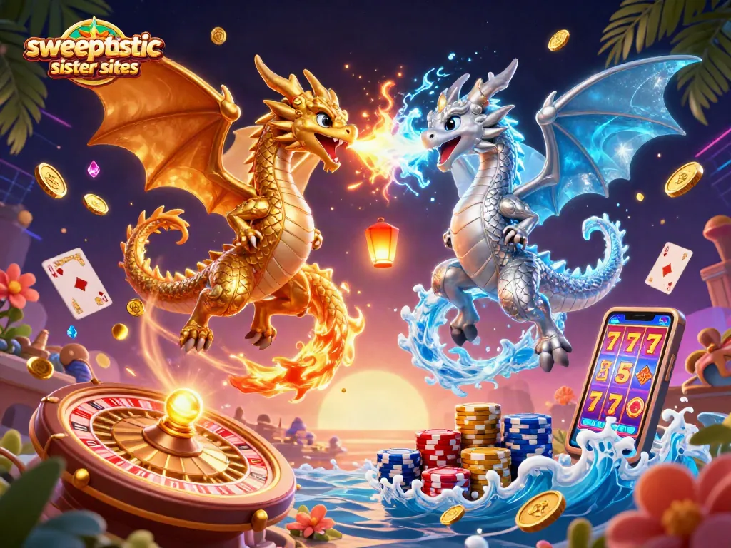 Engage with sweeptastic sister sites showcasing dragons and casino elements in dynamic play.