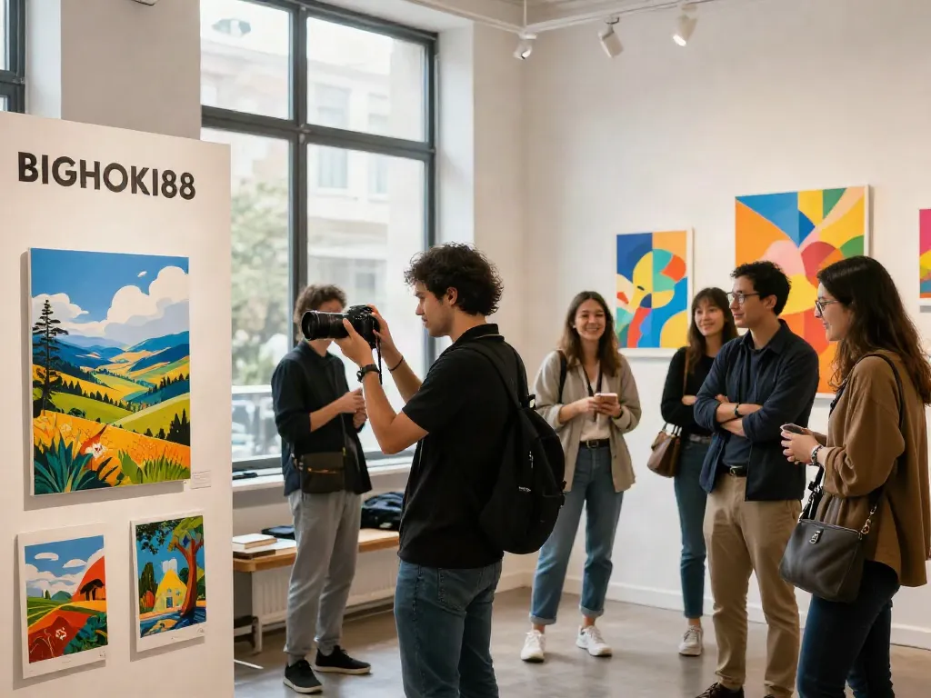 Fotografi kreatif BIGHOKI88 yang menampilkan karya visual berkelas di pameran seni.