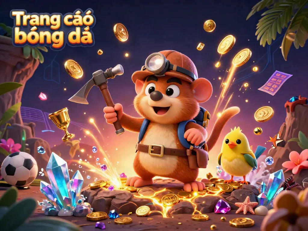 Experience Trang cá độ bóng đá with a lively scene of a treasure hunter mole, dynamic sports betting elements, and vibrant gambling visuals.
