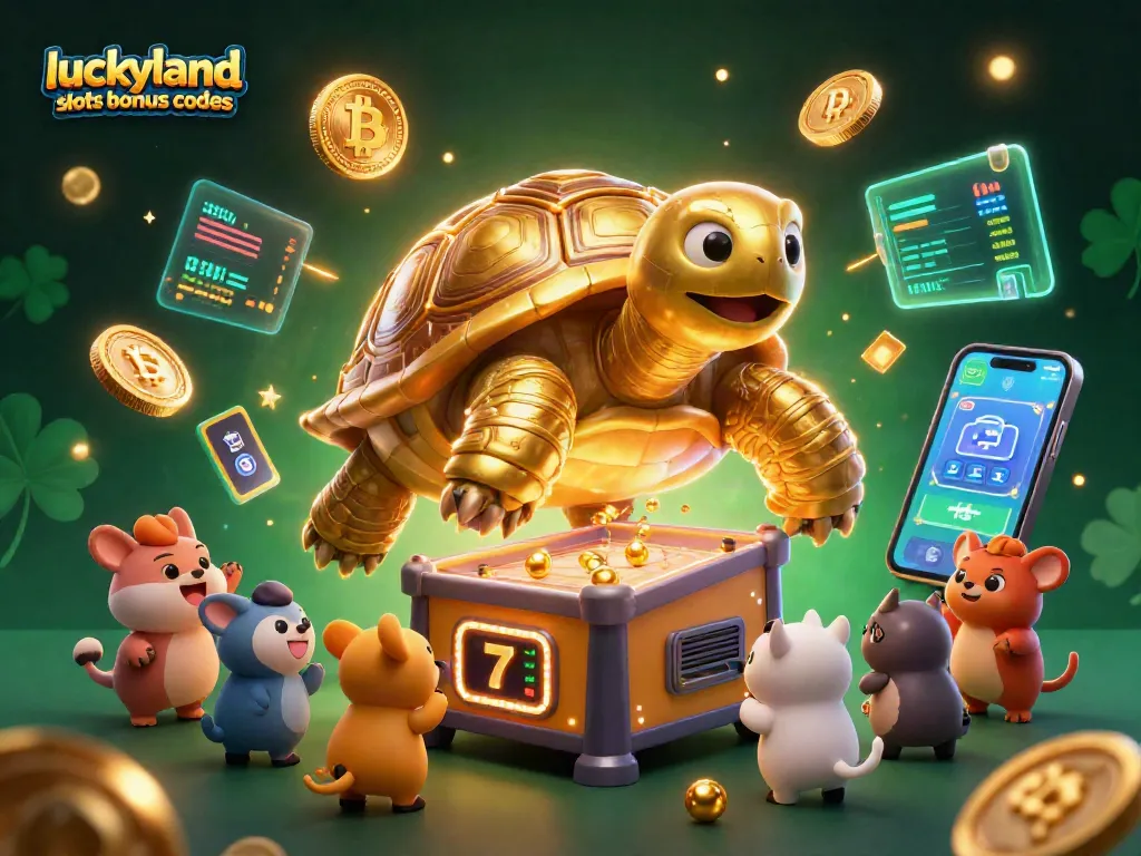 Engage with luckyland slots bonus codes as you explore vibrant 3D casino elements in a lively scene.