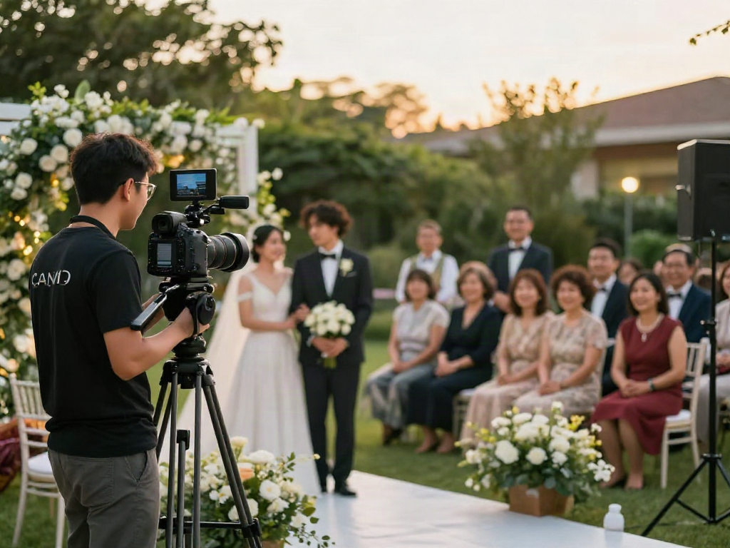 Videografer profesional dari nagawin77 merekam momen pernikahan yang penuh cinta di luar ruangan.