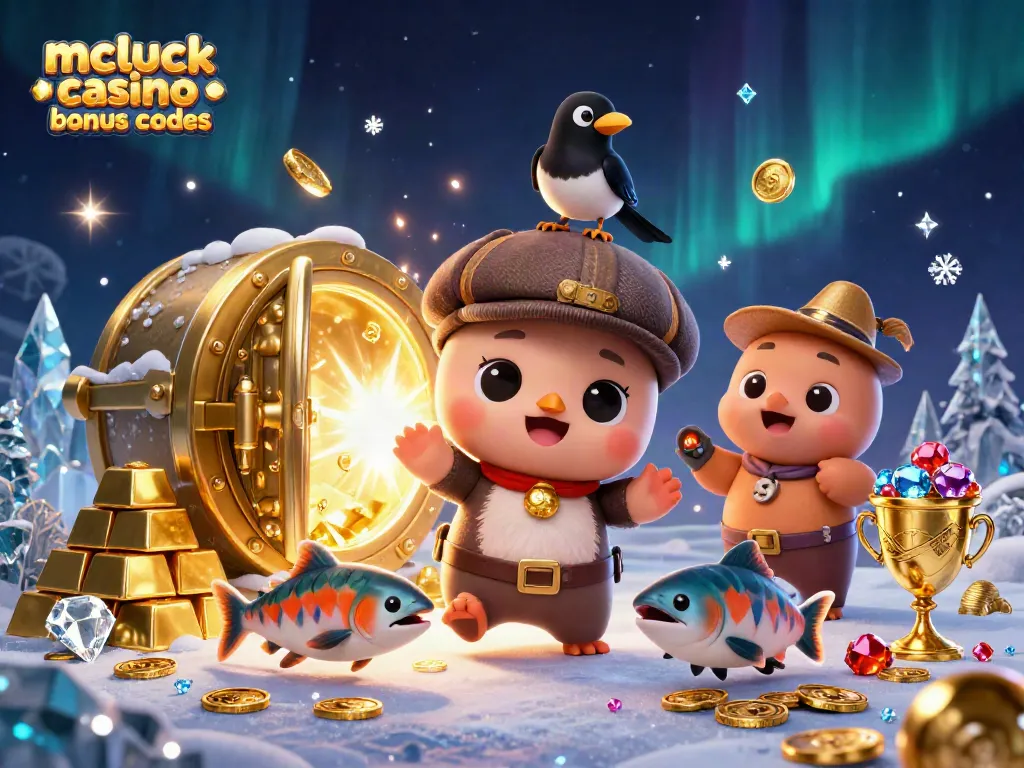 Engage with mcluck casino bonus codes for valuable rewards in a vivid 3D illustration filled with fun characters.