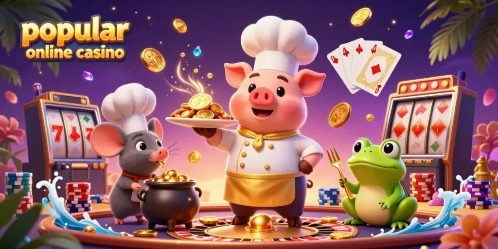 Experience the thrill at a popular online casino with animated characters celebrating a winning moment.