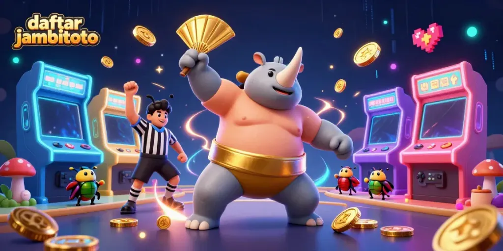 Engage in exciting gameplay at daftar jambitoto with vibrant casino elements and a dynamic scene.