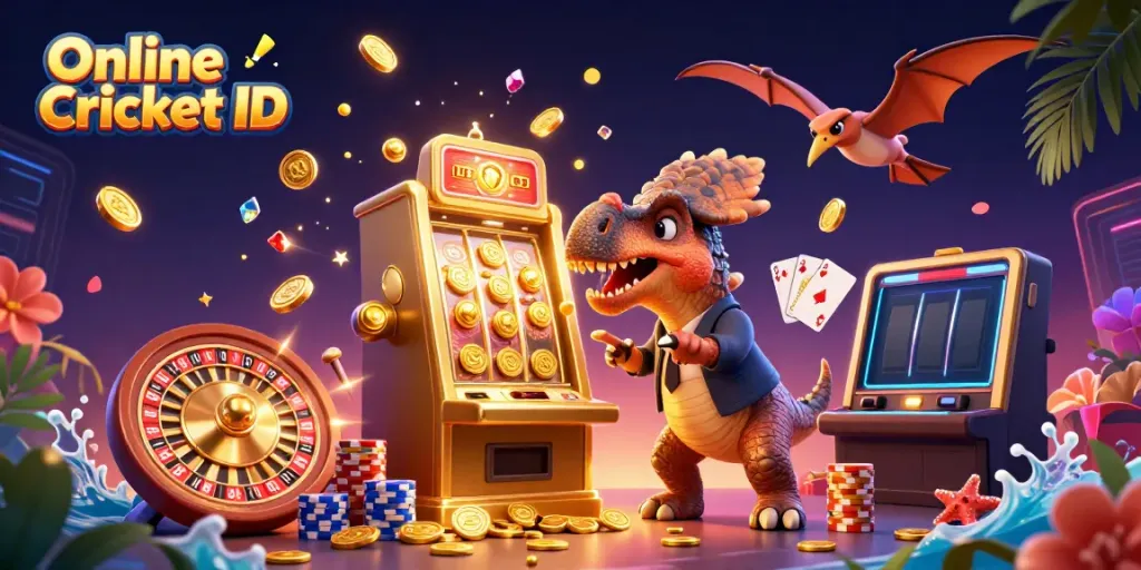 Engaging scene of Online Cricket ID featuring character action and dynamic casino elements
