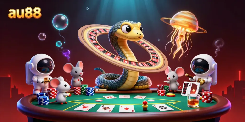 Engage in thrilling bets at au88 with cosmic casino antics featuring animated poker gameplay.