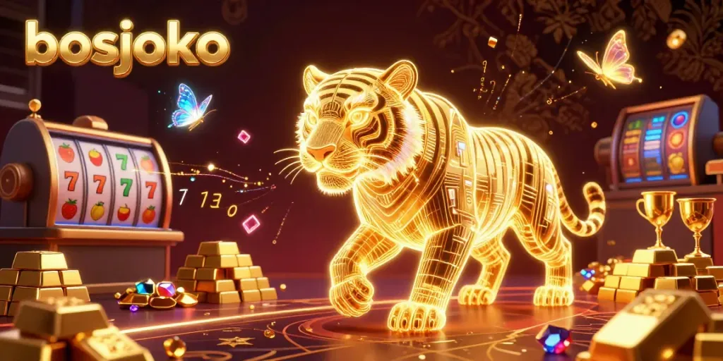 Spin the vibrant bosjoko slots with golden treasures and neon energy in a dazzling casino.