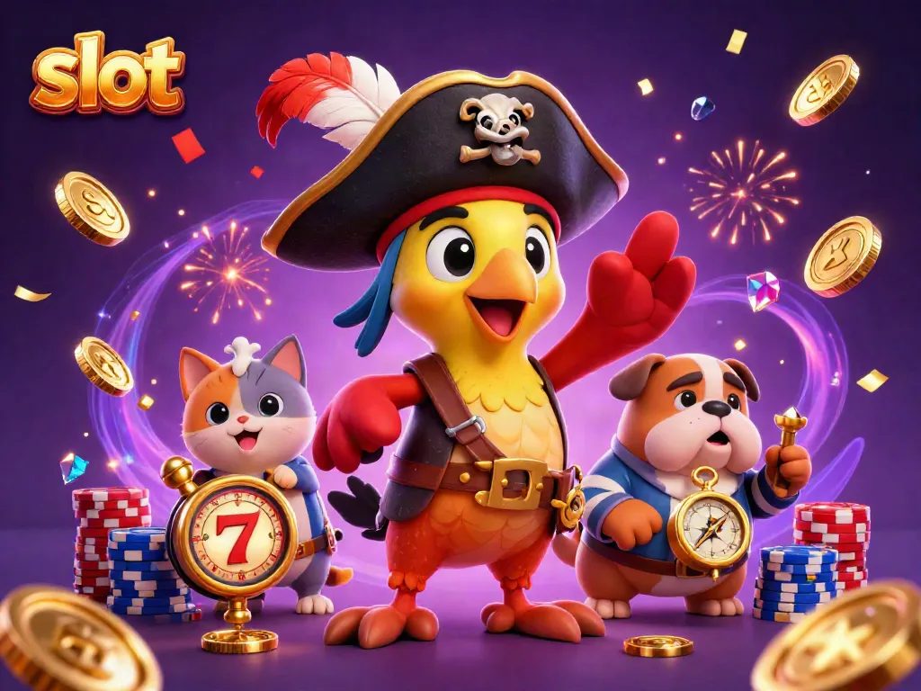 Engage with exciting slot adventures as a parrot captain explores vibrant casino treasures.