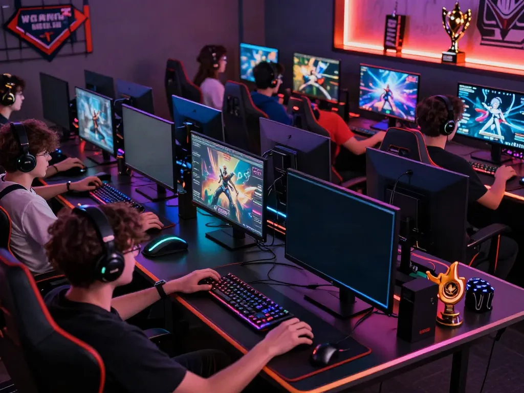 Players engaging with qqmacan's online gaming platform in an exciting esports environment.