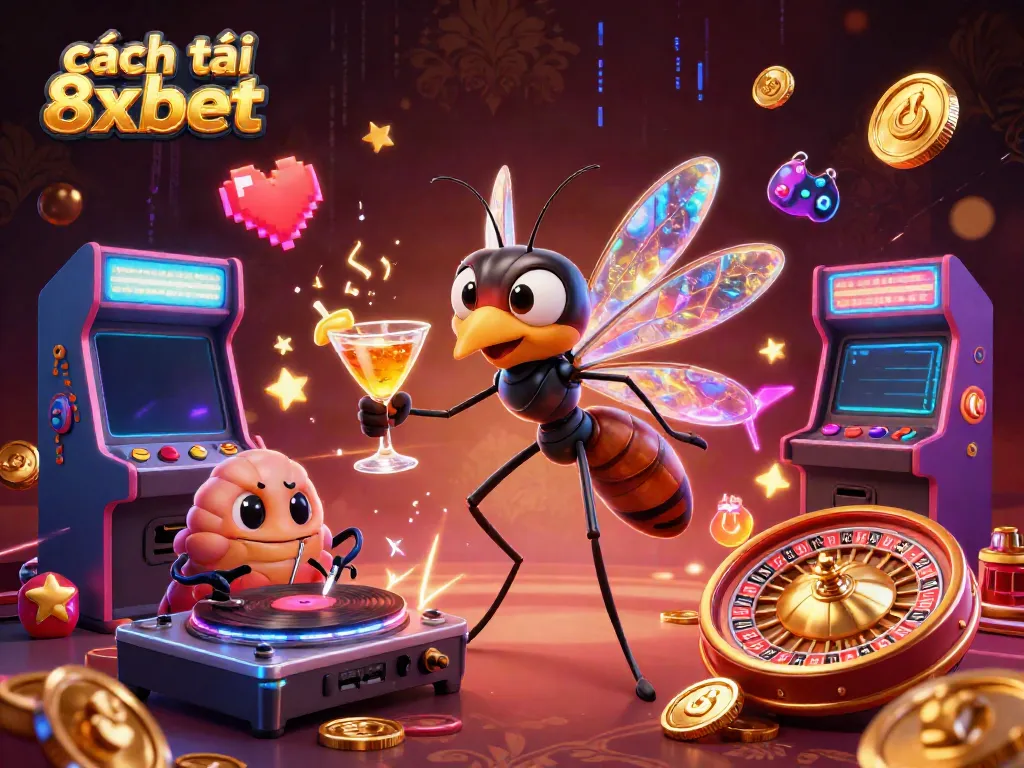 Experience gaming adventure with cách tải 8xbet, a vibrant 3D casino scene featuring unique characters and dynamic game elements.
