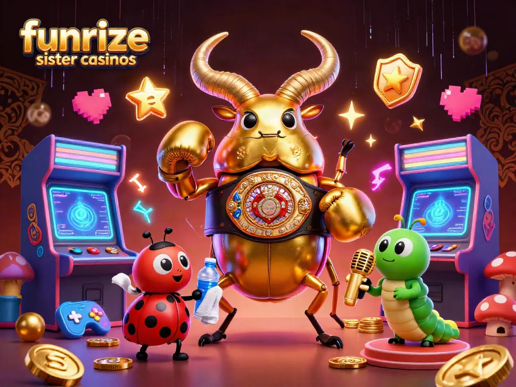 Experience exciting gameplay with funrize sister casinos in this dynamic 3D illustration of gaming characters.