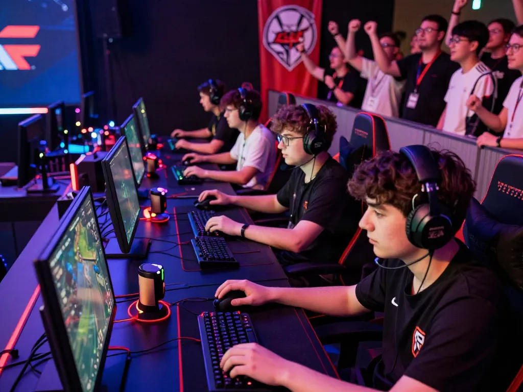 Peh888 esports event showcasing diverse gamers in a vibrant arena.