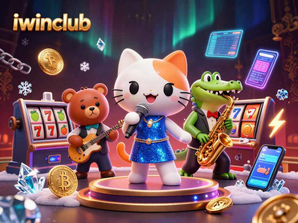 Experience the magic of gaming with iwinclub's vibrant 3D casino illustration featuring lively characters.