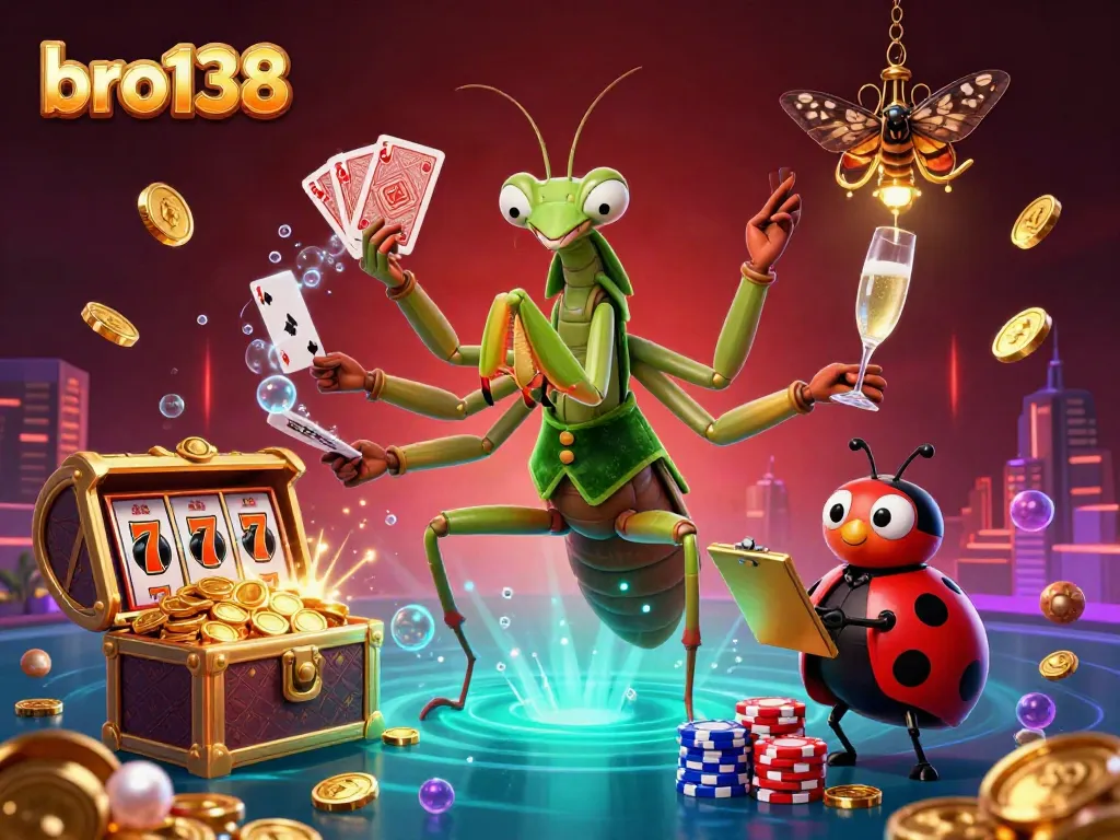 Experience thrilling wins at bro138 with casino characters dealing cards in a vibrant gaming atmosphere.