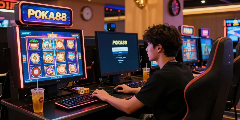 Player accessing the poka88 link login on a vibrant online casino interface