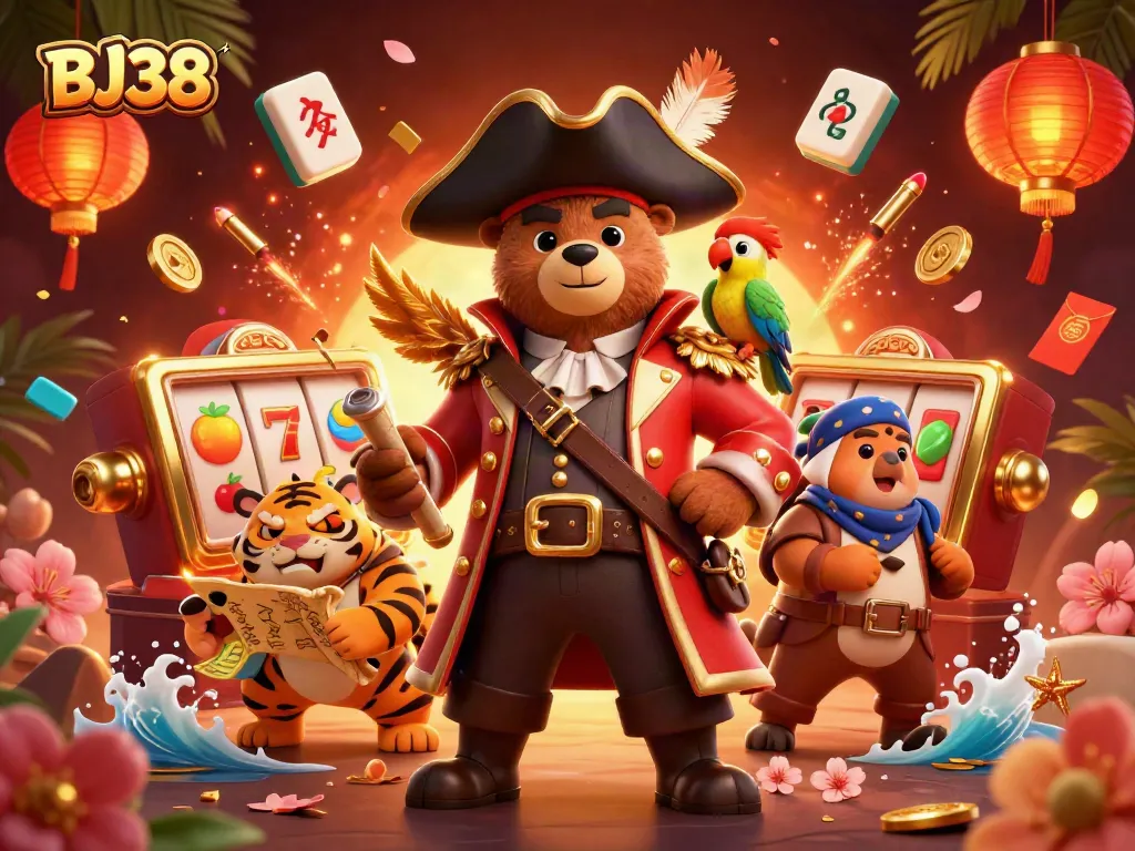 Unlock winning strategies with BJ38 in this vibrant 3D casino illustration featuring magical elements.