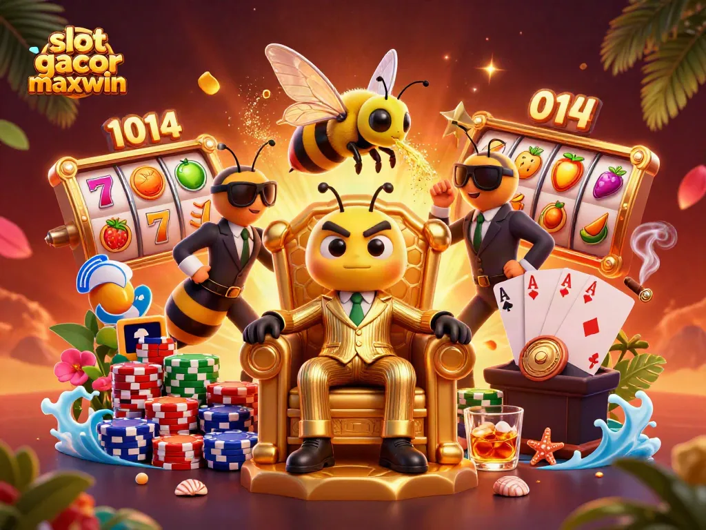 Spin the reels of slot gacor maxwin while a bumblebee mob boss oversees high-stakes gameplay.