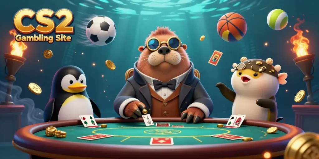 Engage in thrilling gameplay at a CS2 Gambling Site with animated characters and vibrant gambling elements.