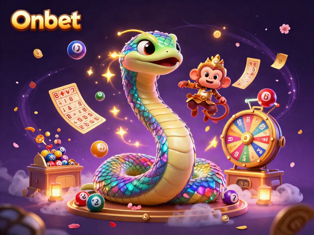 Engage with Onbet's vibrant casino world, featuring whimsical characters and dynamic gaming elements.
